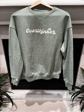 Overthinker See The Way I See Pullover Sweatshirt in Sage Green